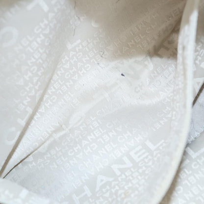 CHANEL Tote Bag Canvas White Black Silver CC bs22011