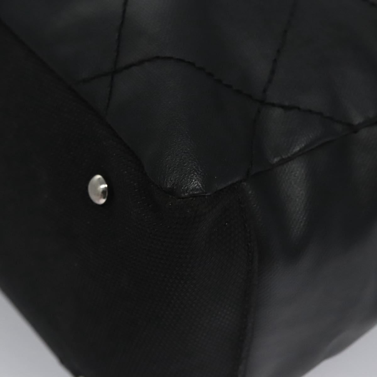 CHANEL Paris Biarritz MM Tote Bag Coated Canvas Black Silver CC bs22052