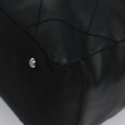 CHANEL Paris Biarritz MM Tote Bag Coated Canvas Black Silver CC bs22052