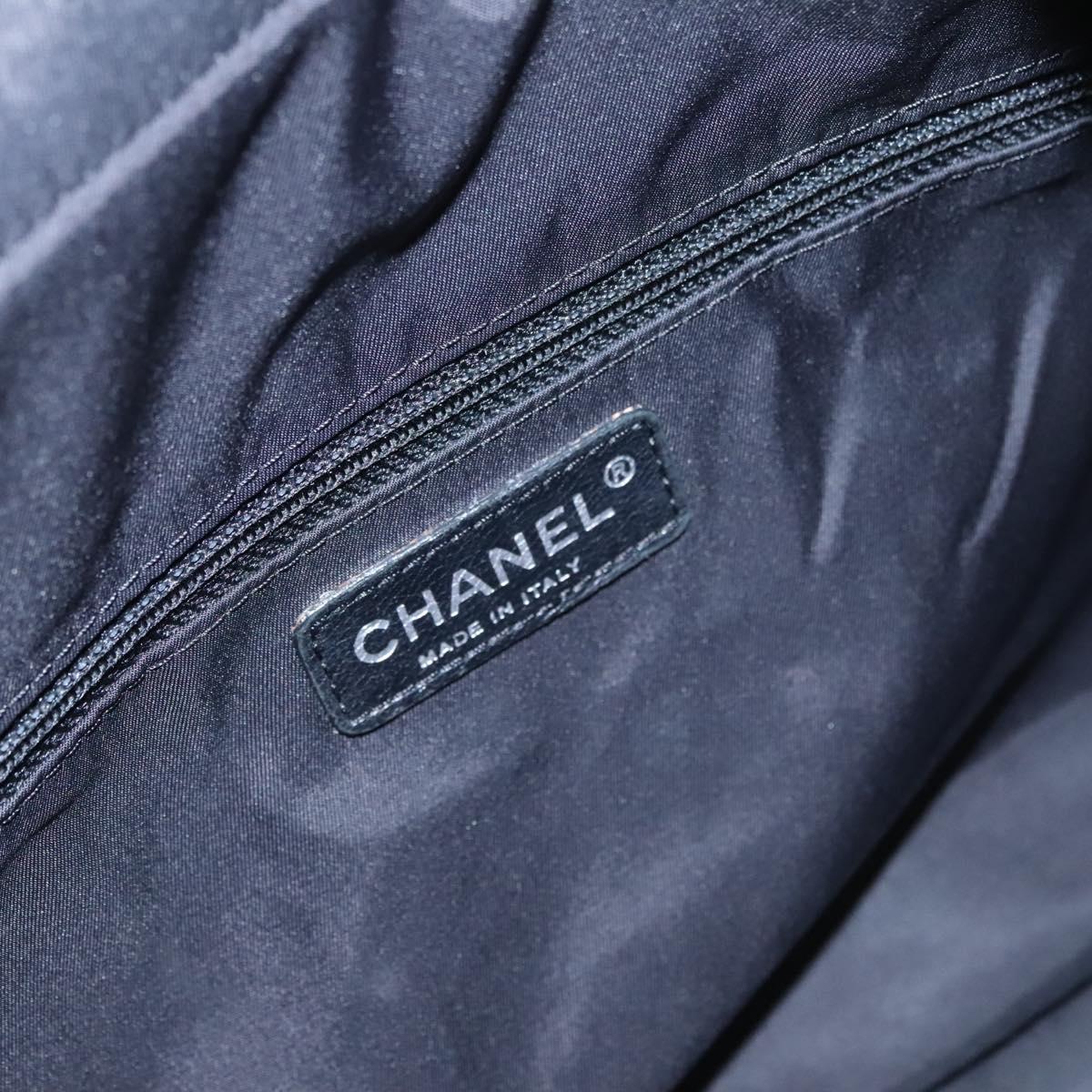 CHANEL Paris Biarritz MM Tote Bag Coated Canvas Black Silver CC bs22052