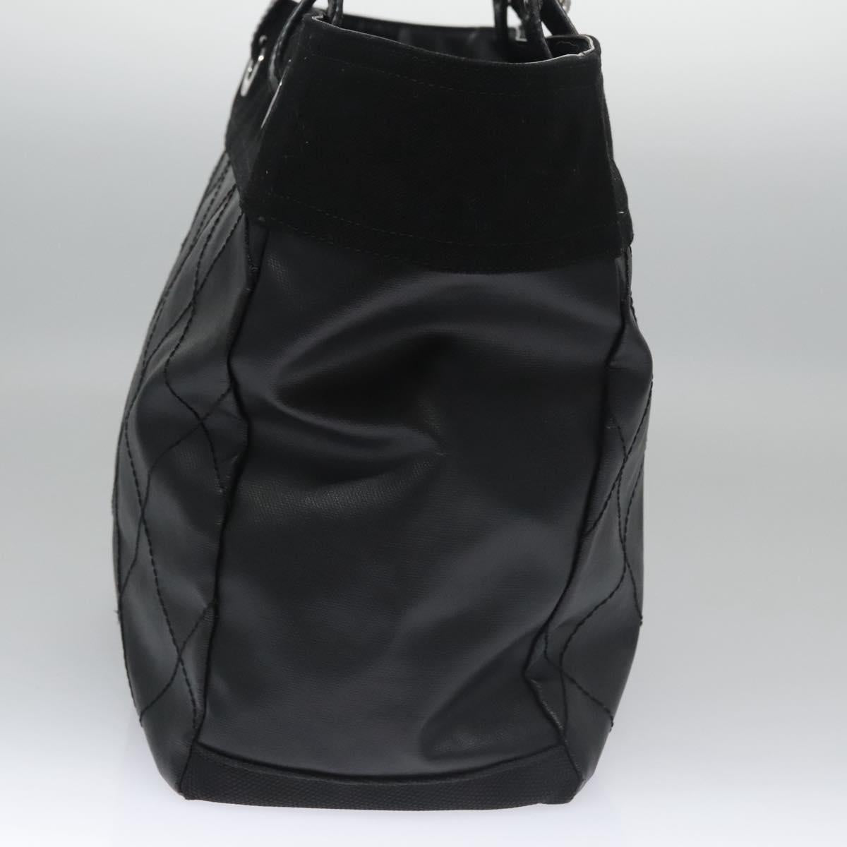 CHANEL Paris Biarritz MM Tote Bag Coated Canvas Black Silver CC bs22052
