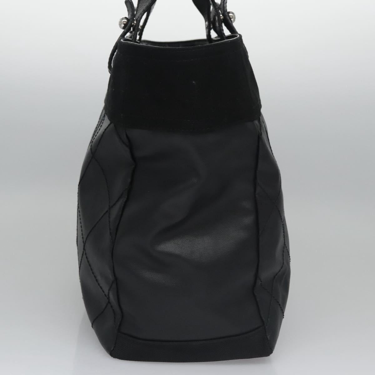 CHANEL Paris Biarritz MM Tote Bag Coated Canvas Black Silver CC bs22052
