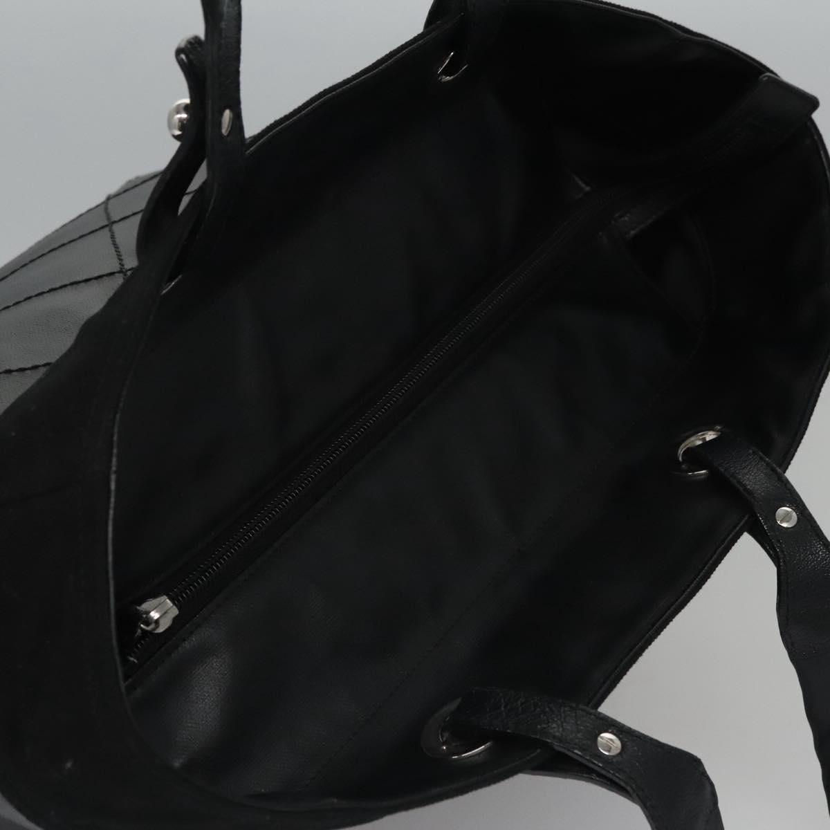 CHANEL Paris Biarritz MM Tote Bag Coated Canvas Black Silver CC bs22052
