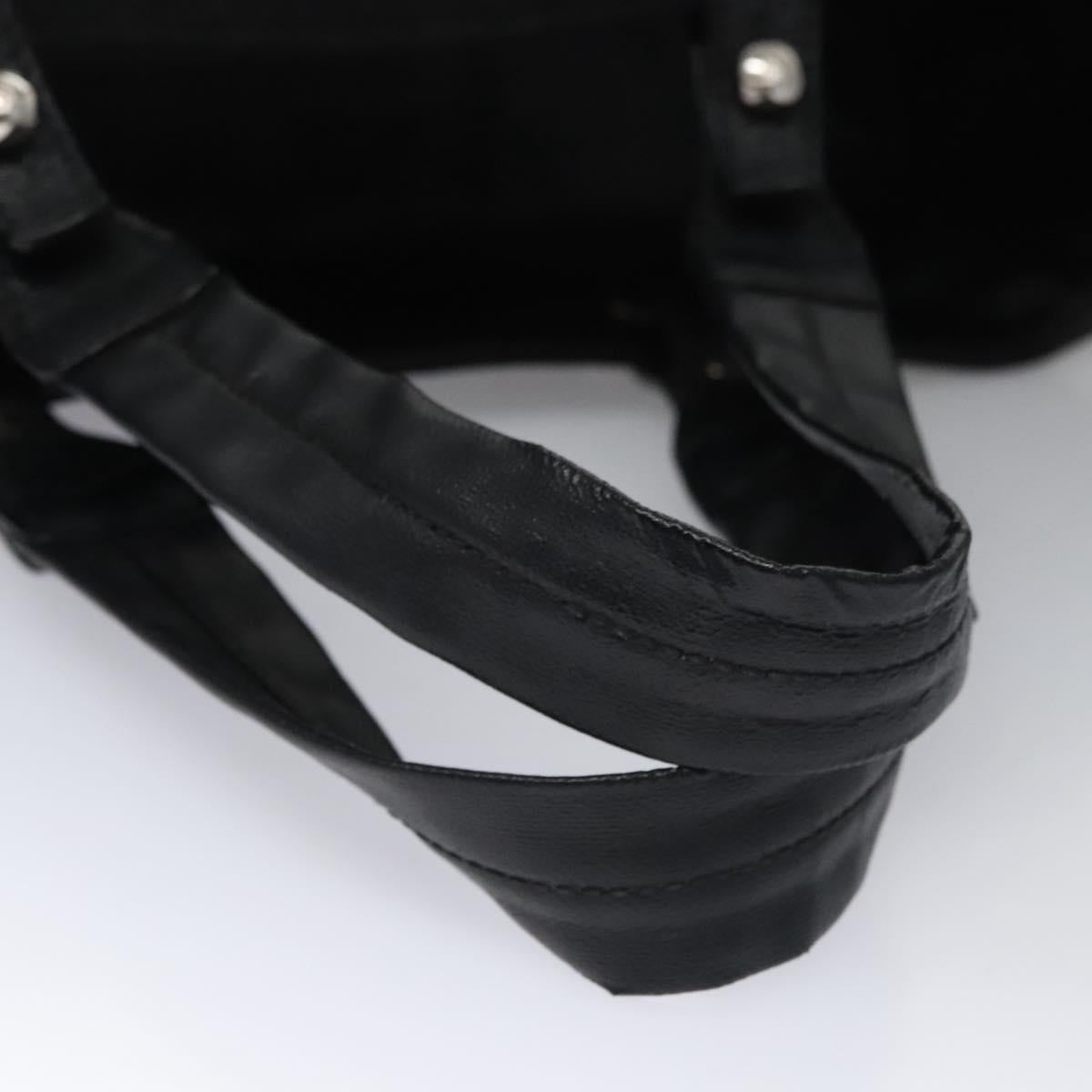 CHANEL Paris Biarritz MM Tote Bag Coated Canvas Black Silver CC bs22052