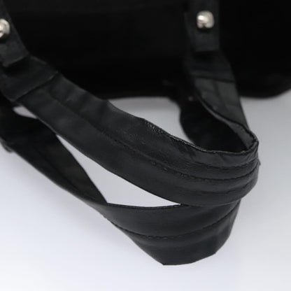 CHANEL Paris Biarritz MM Tote Bag Coated Canvas Black Silver CC bs22052