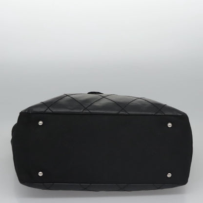 CHANEL Paris Biarritz MM Tote Bag Coated Canvas Black Silver CC bs22052