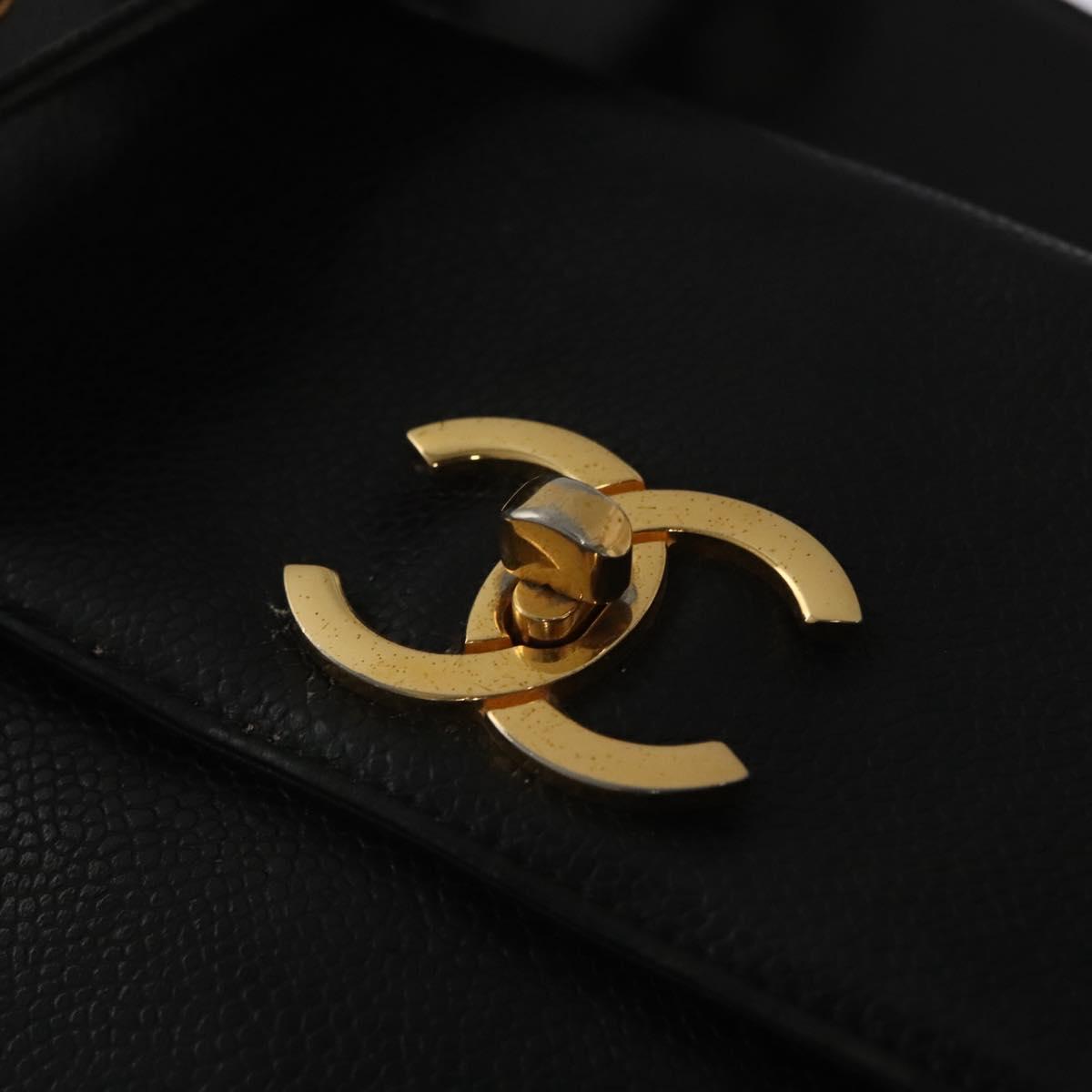 CHANEL Big COCO Mark Chain Tote Bag Caviar Skin Black Gold CC bs22057