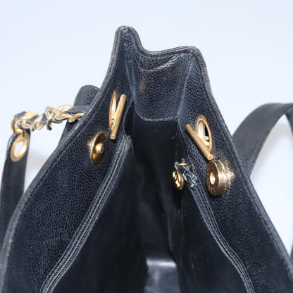 CHANEL Big COCO Mark Chain Tote Bag Caviar Skin Black Gold CC bs22057