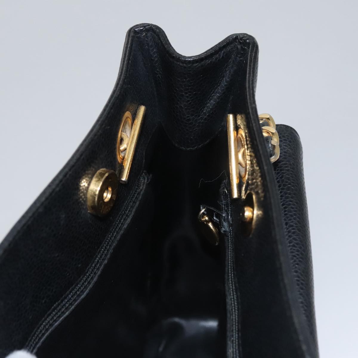 CHANEL Big COCO Mark Chain Tote Bag Caviar Skin Black Gold CC bs22057