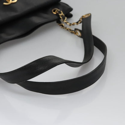 CHANEL Big COCO Mark Chain Tote Bag Caviar Skin Black Gold CC bs22057