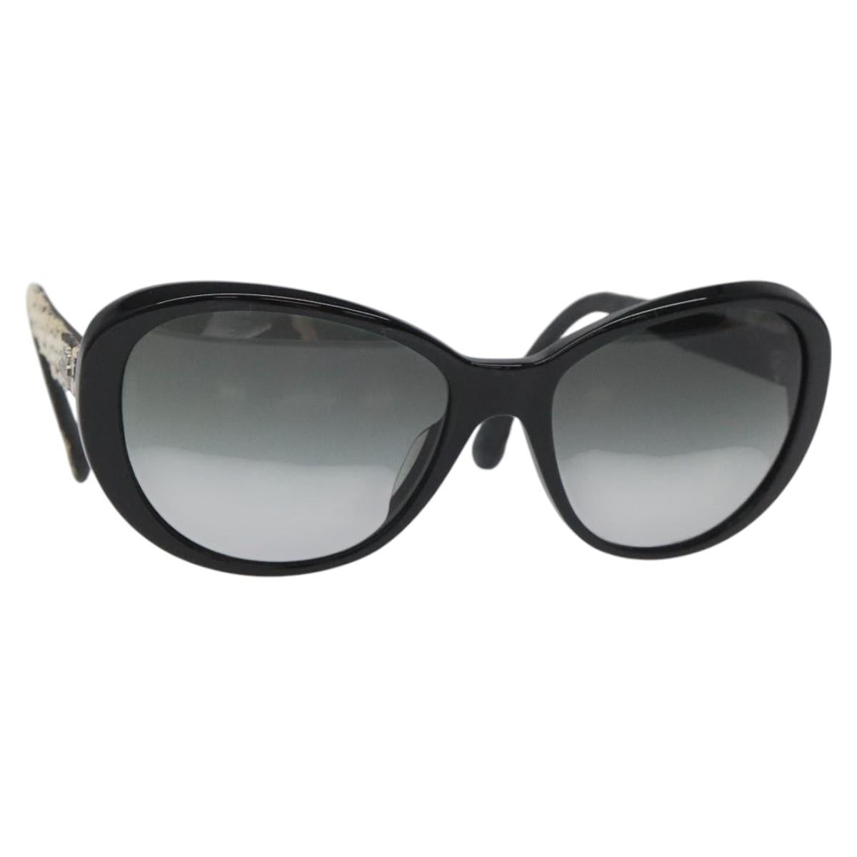 CHANEL Tweed Sunglasses Plastic Black CC bs22164