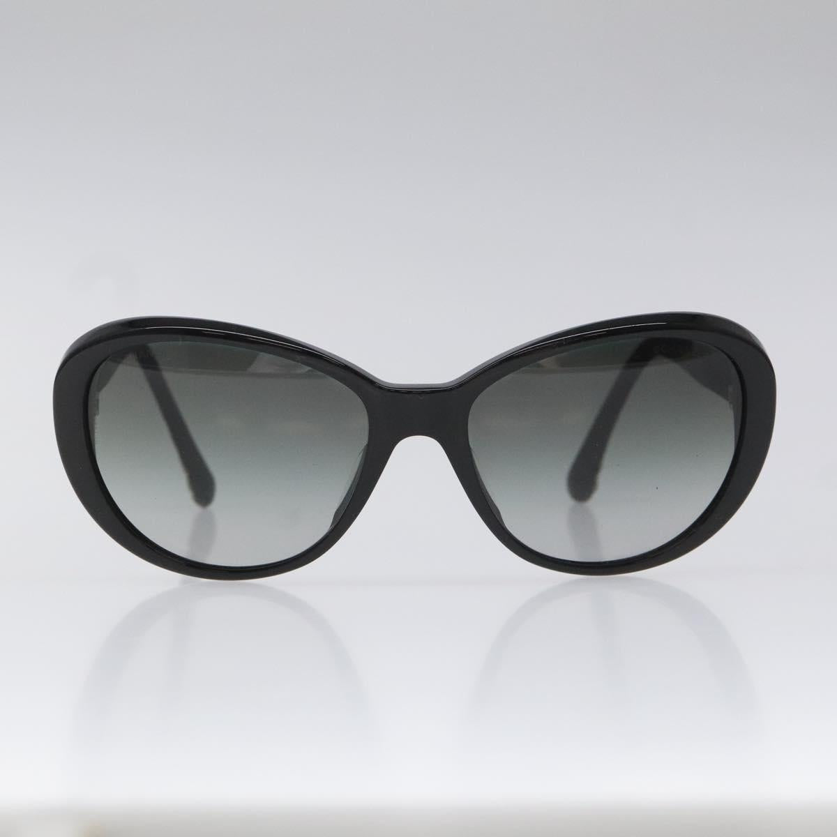 CHANEL Tweed Sunglasses Plastic Black CC bs22164