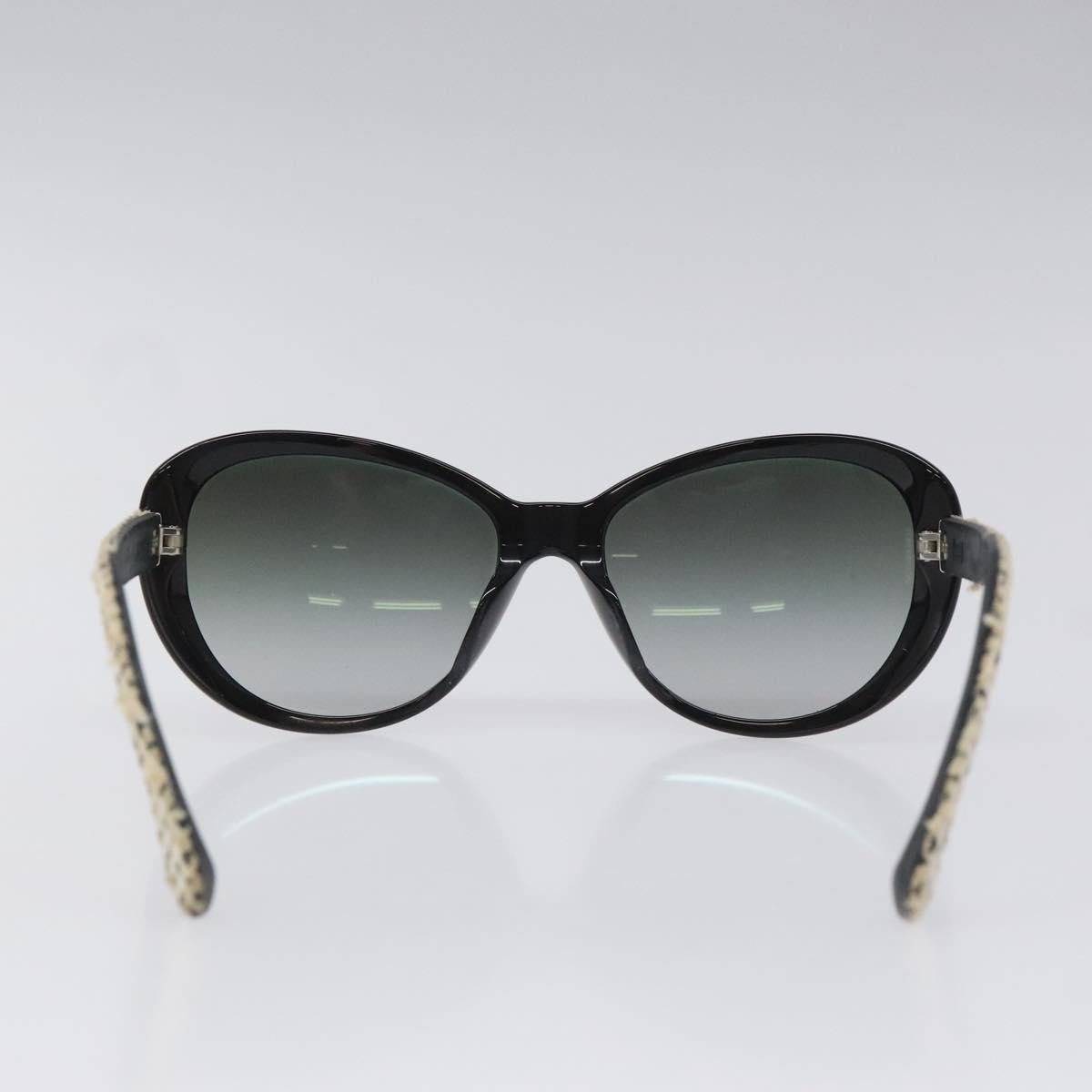 CHANEL Tweed Sunglasses Plastic Black CC bs22164