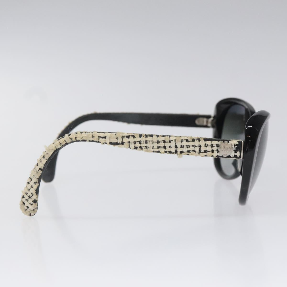 CHANEL Tweed Sunglasses Plastic Black CC bs22164