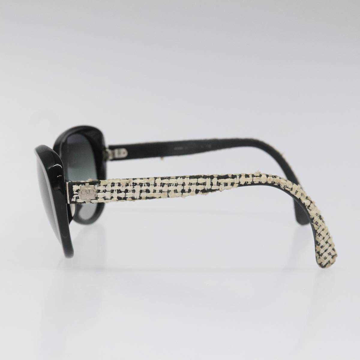CHANEL Tweed Sunglasses Plastic Black CC bs22164