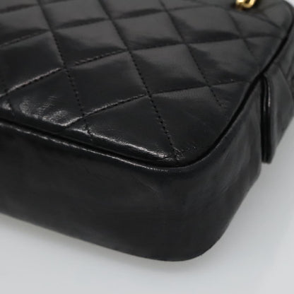 CHANEL Matelasse Chain Shoulder Bag Lamb Skin Black Gold CC bs22211