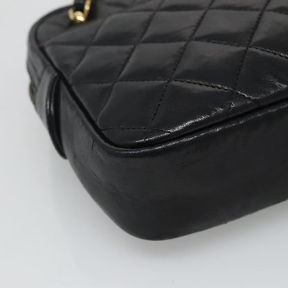 CHANEL Matelasse Chain Shoulder Bag Lamb Skin Black Gold CC bs22211
