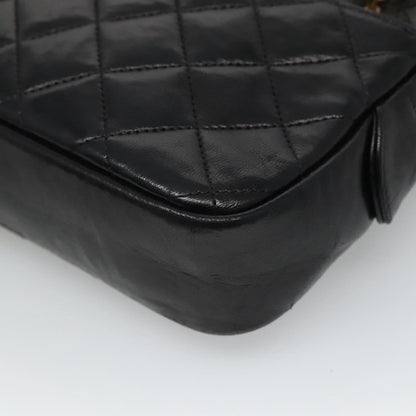 CHANEL Matelasse Chain Shoulder Bag Lamb Skin Black Gold CC bs22211
