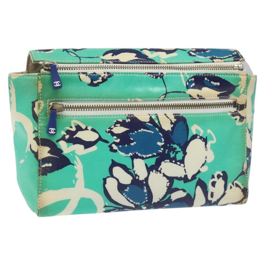 CHANEL Clutch Bag Coated Canvas Green Blue Silver CC bs22217