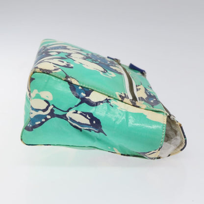 CHANEL Clutch Bag Coated Canvas Green Blue Silver CC bs22217