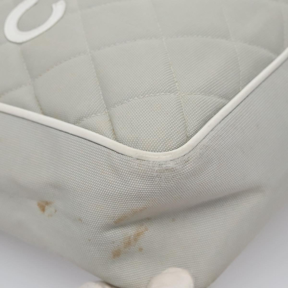 CHANEL Matelasse Shoulder Bag Canvas Gray Silver CC bs22261