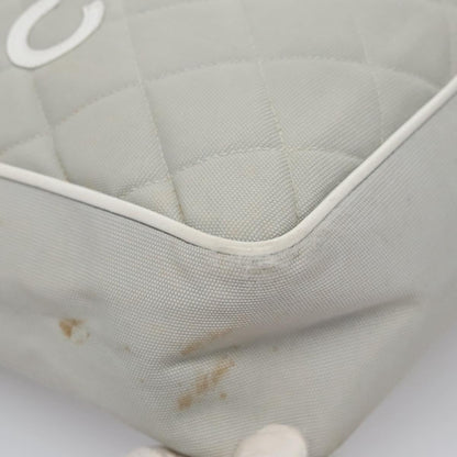 CHANEL Matelasse Shoulder Bag Canvas Gray Silver CC bs22261