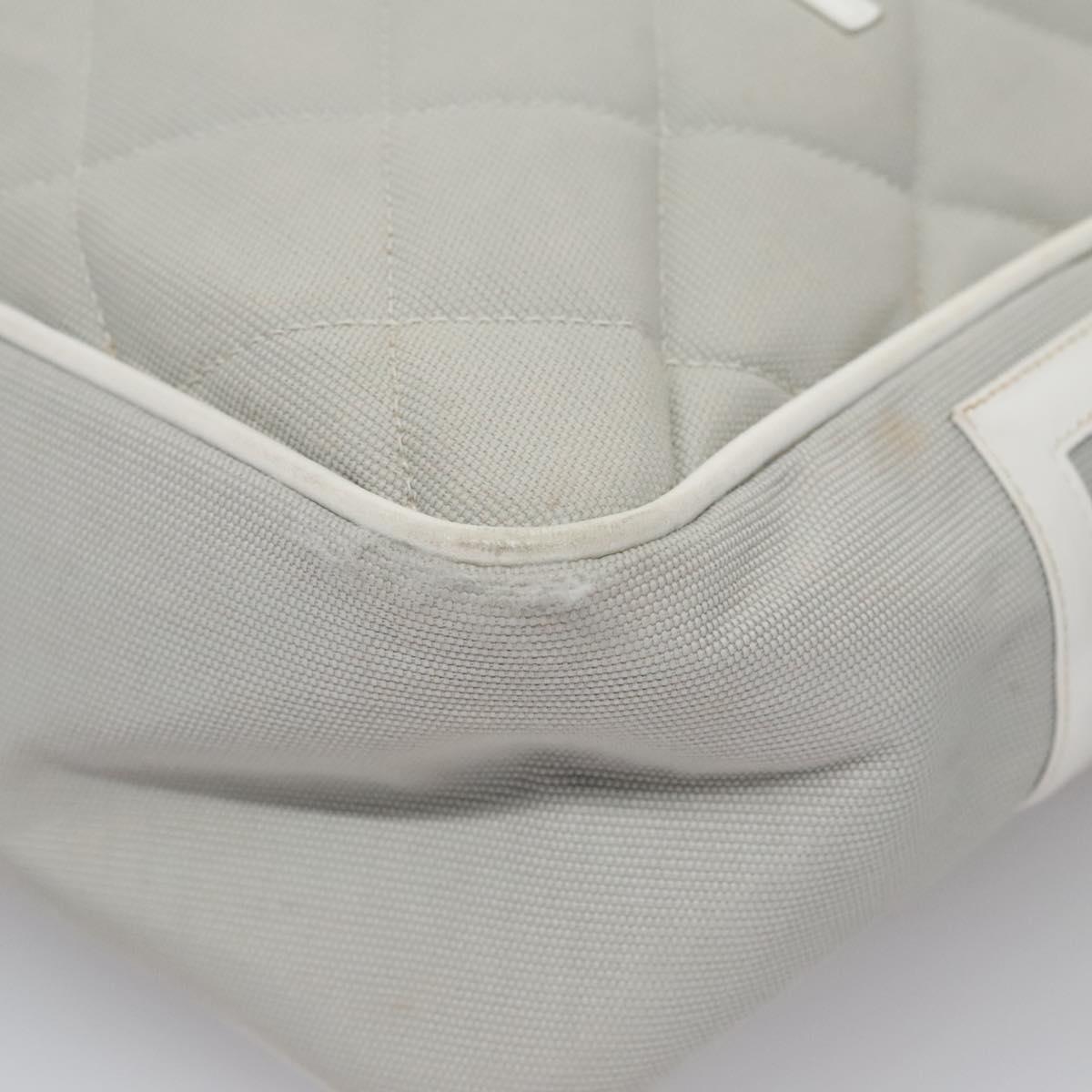 CHANEL Matelasse Shoulder Bag Canvas Gray Silver CC bs22261