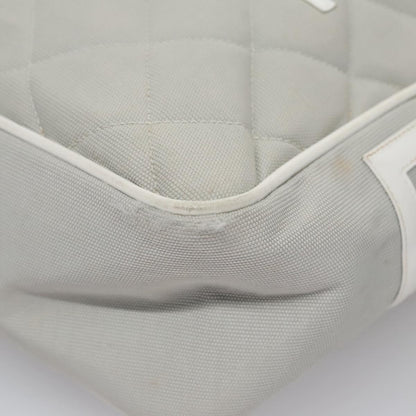 CHANEL Matelasse Shoulder Bag Canvas Gray Silver CC bs22261