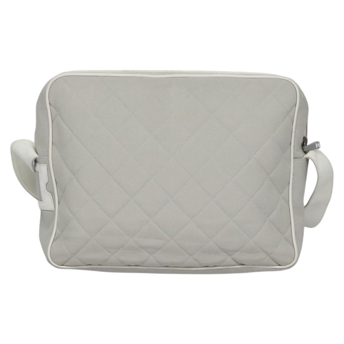 CHANEL Matelasse Shoulder Bag Canvas Gray Silver CC bs22261