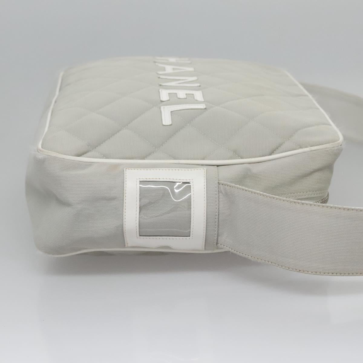CHANEL Matelasse Shoulder Bag Canvas Gray Silver CC bs22261