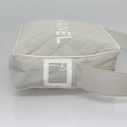 CHANEL Matelasse Shoulder Bag Canvas Gray Silver CC bs22261