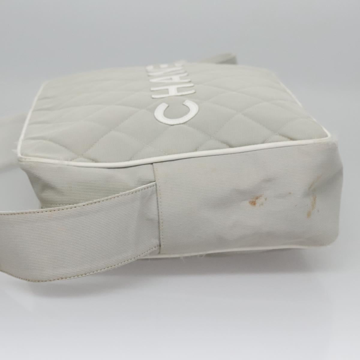 CHANEL Matelasse Shoulder Bag Canvas Gray Silver CC bs22261