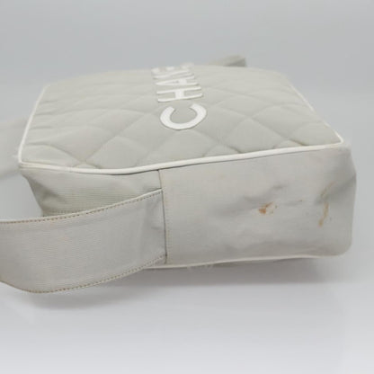 CHANEL Matelasse Shoulder Bag Canvas Gray Silver CC bs22261