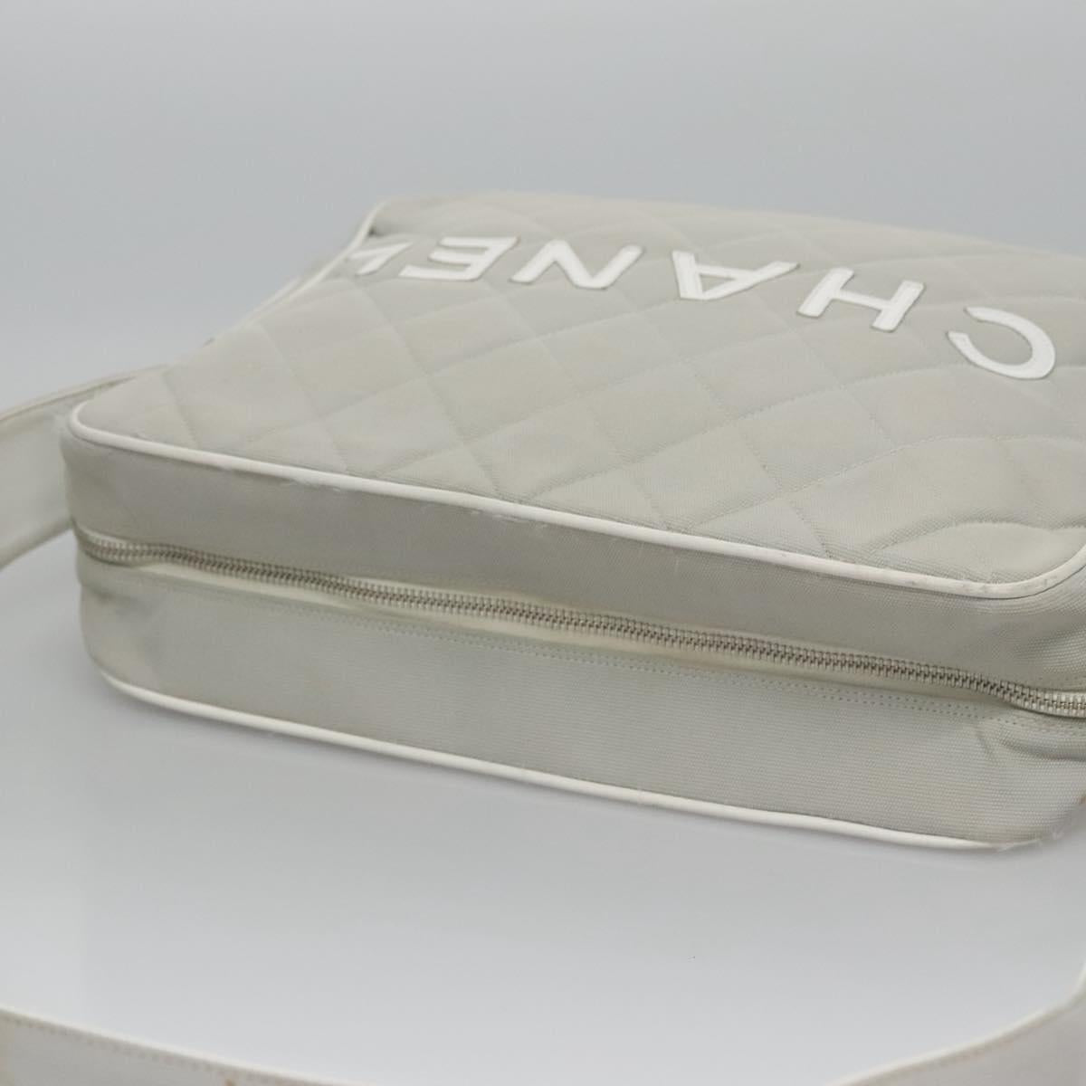 CHANEL Matelasse Shoulder Bag Canvas Gray Silver CC bs22261
