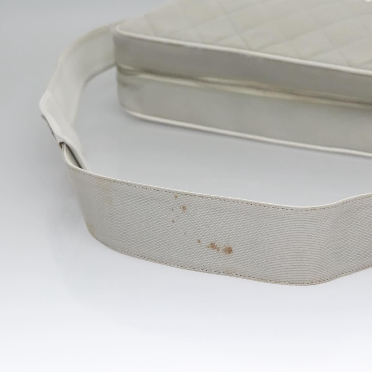 CHANEL Matelasse Shoulder Bag Canvas Gray Silver CC bs22261