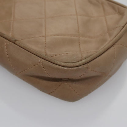 CHANEL Matelasse Pouch Lamb Skin Beige Gold CC bs22262