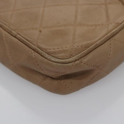 CHANEL Matelasse Pouch Lamb Skin Beige Gold CC bs22262