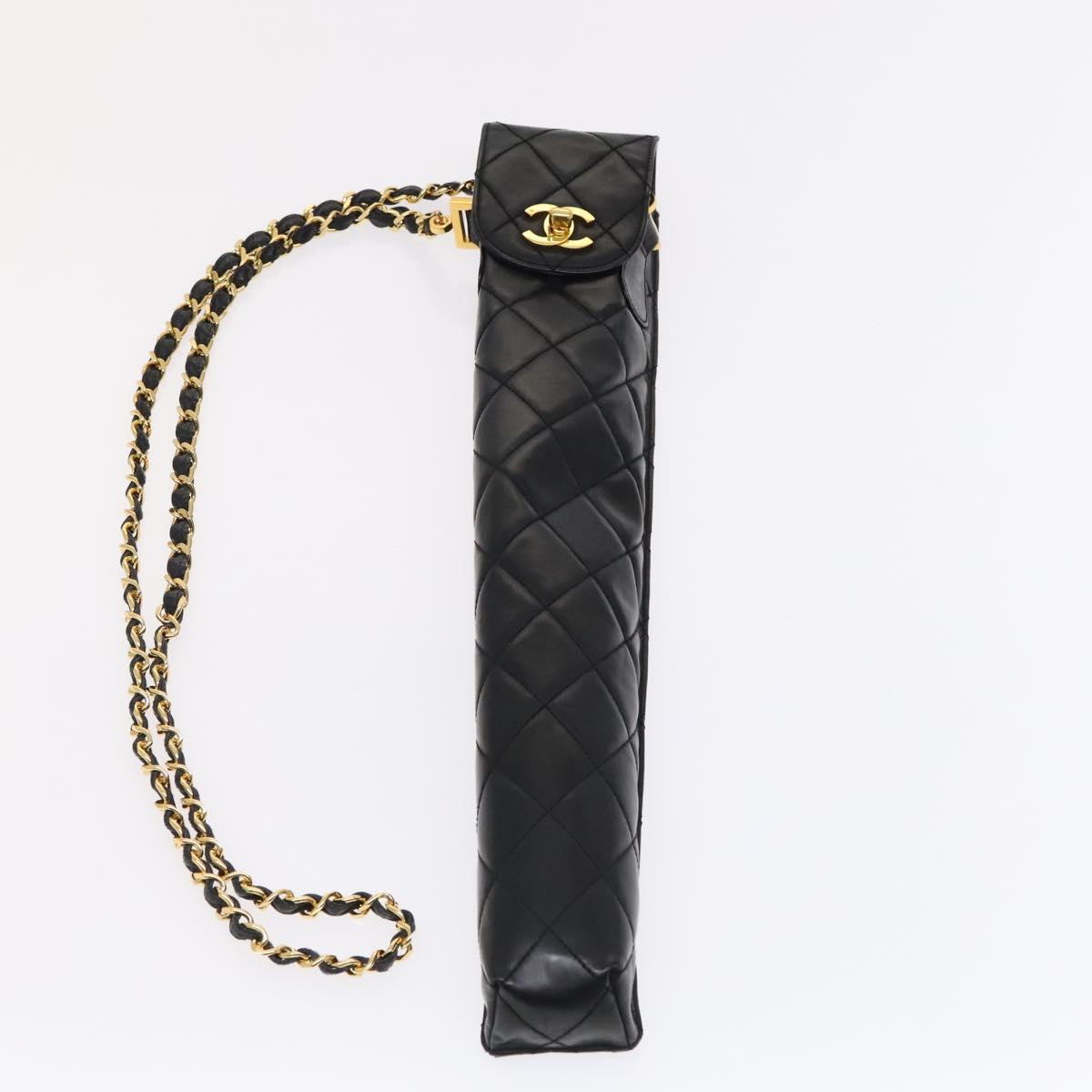 CHANEL & Umbrella Holder Umbrella Nylon Patent Leather Black CC bs22266