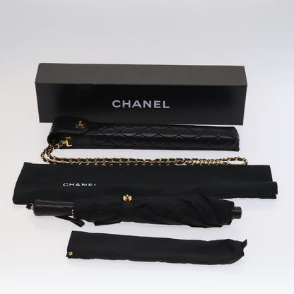 CHANEL & Umbrella Holder Umbrella Nylon Patent Leather Black CC bs22266