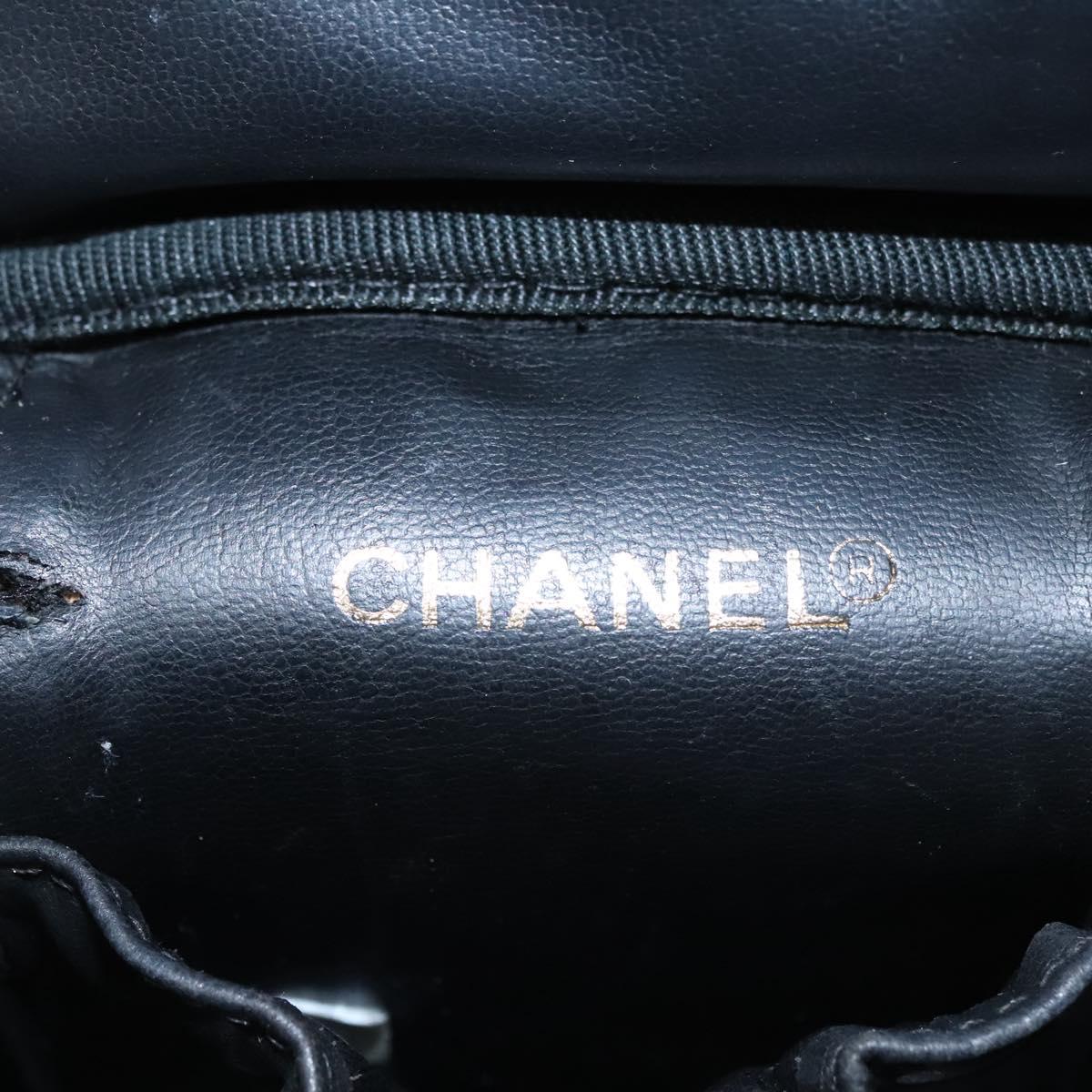 CHANEL Bicolore Vanity Hand Bag Leather Black Gold CC bs22369