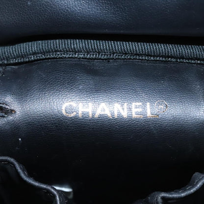 CHANEL Bicolore Vanity Hand Bag Leather Black Gold CC bs22369