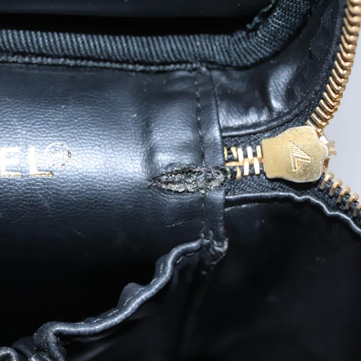CHANEL Bicolore Vanity Hand Bag Leather Black Gold CC bs22369