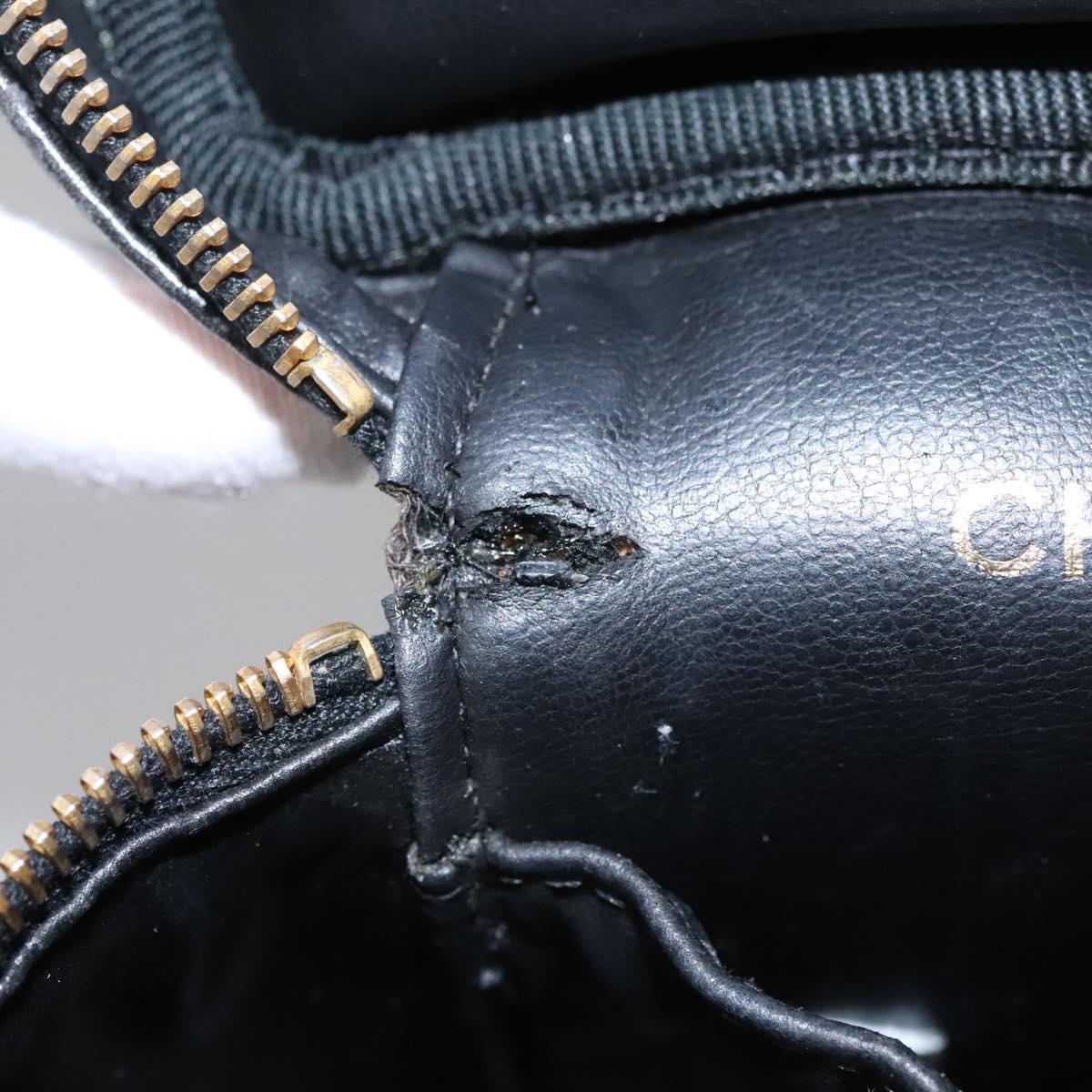 CHANEL Bicolore Vanity Hand Bag Leather Black Gold CC bs22369