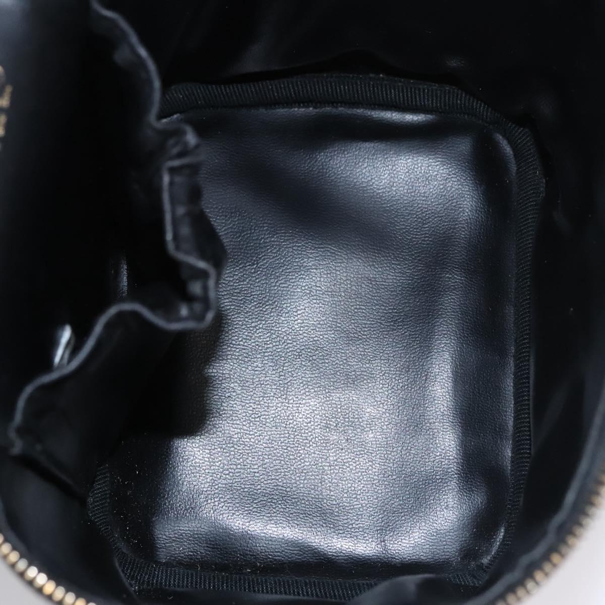 CHANEL Bicolore Vanity Hand Bag Leather Black Gold CC bs22369