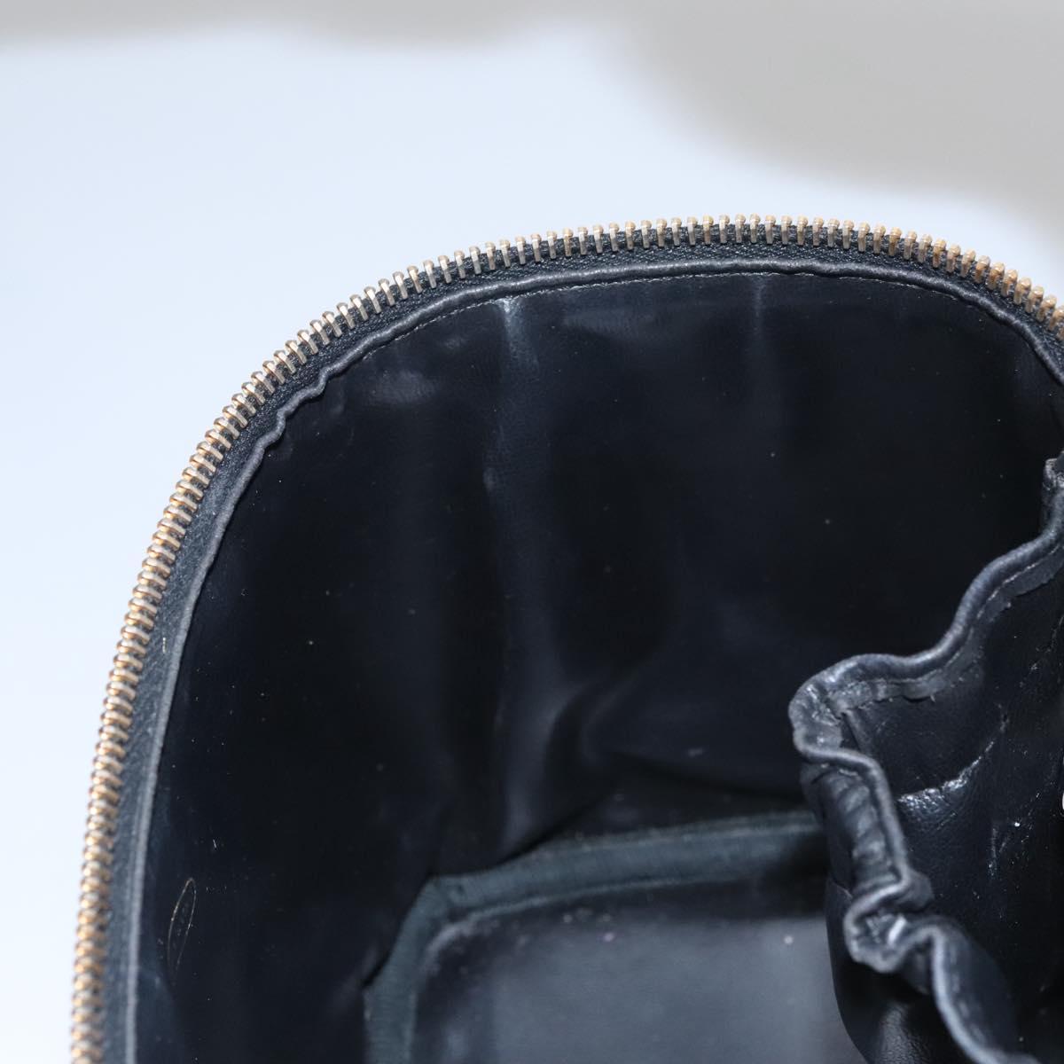 CHANEL Bicolore Vanity Hand Bag Leather Black Gold CC bs22369