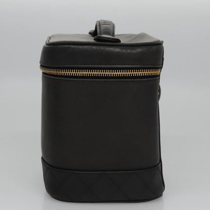 CHANEL Bicolore Vanity Hand Bag Leather Black Gold CC bs22369