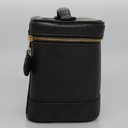 CHANEL Bicolore Vanity Hand Bag Leather Black Gold CC bs22369