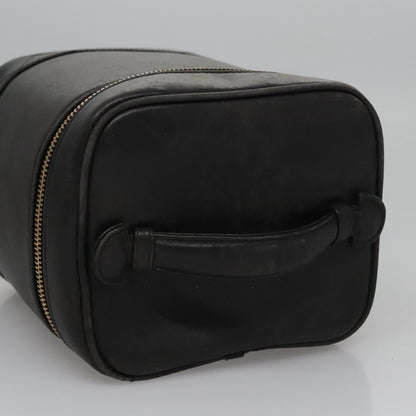CHANEL Bicolore Vanity Hand Bag Leather Black Gold CC bs22369