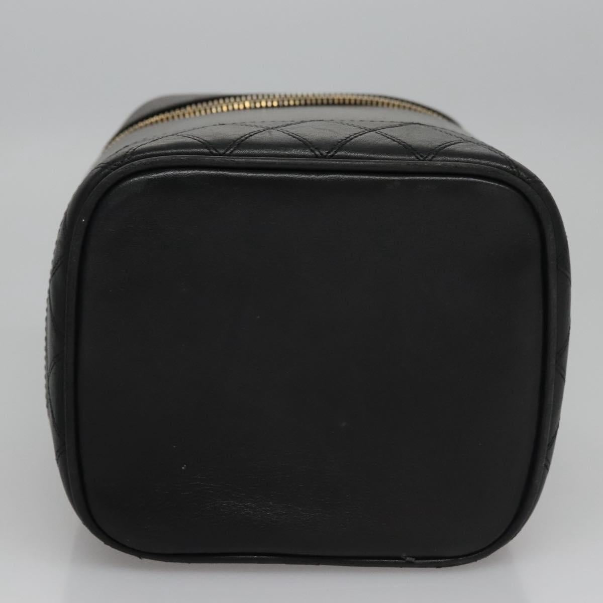 CHANEL Bicolore Vanity Hand Bag Leather Black Gold CC bs22369