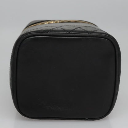 CHANEL Bicolore Vanity Hand Bag Leather Black Gold CC bs22369
